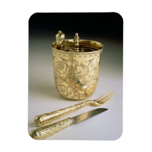 Reisset van een mes, vork, lepel en bekerglas magneet