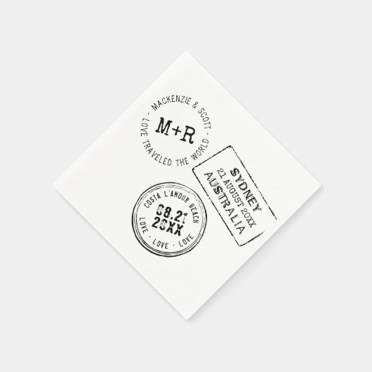 Reisthema Aangepaste pasbare paspoortstempel bruil Servet (Hoek)