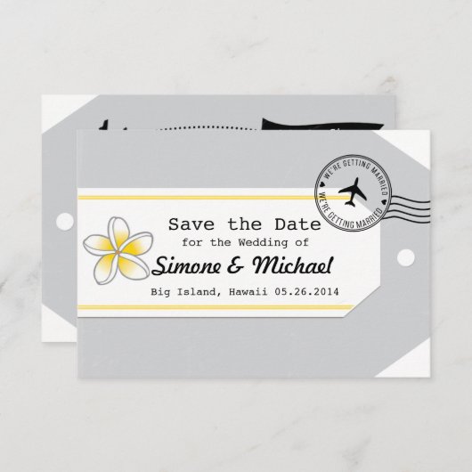 Reisthema Hawaii Bagagelabel Opslaan Datum Save The Date (Voorkant / Achterkant)