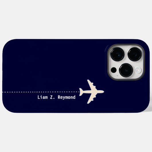 Reisvliegtuig met gedateerde lijn blauw Case-Mate iPhone case (Achterkant (horizontaal))