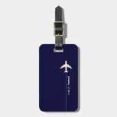 Reisvliegtuig met verdoofde lijnboot Blue Bagagelabel (Voorkant verticaal)