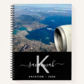 Reizen aangepaste foto zwart wit monogram notitieboek (Voorkant)