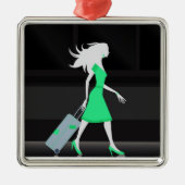 **** REIZEN ALS GEKKE DAME**** KERSTVERSIERING METALEN ORNAMENT (Voorkant)