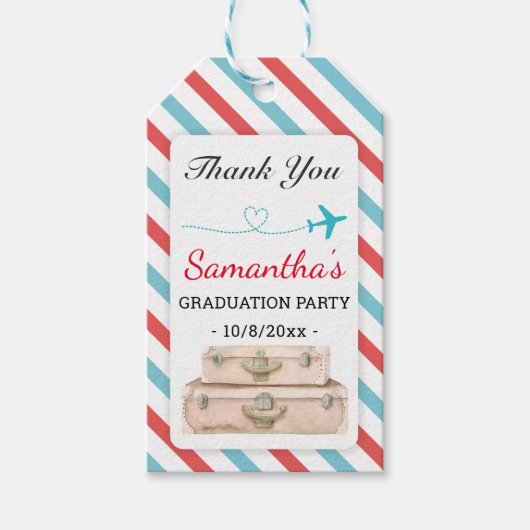 Reizen Avontuur Afstuderen Afstudeerder Party Favo Cadeaulabel (Voorkant)