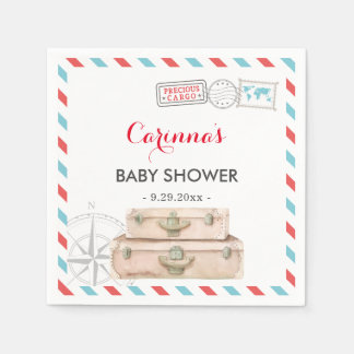 Reizen Baby shower Tafel Decor Rood Blauw Papier Servet