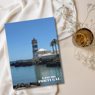 Reizen Cascais Portugal Oceaan Vuurtoren Kust Feestdagenkaart