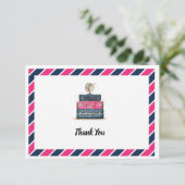 Reizen Dank u Miss Navy Pink Bedankkaart (Staand voorkant)