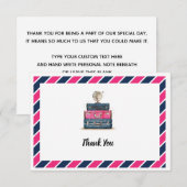 Reizen Dank u Miss Navy Pink Bedankkaart (Voorkant / Achterkant)