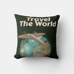 Reizen door de wereld Sciencefiction vintage poste Kussen