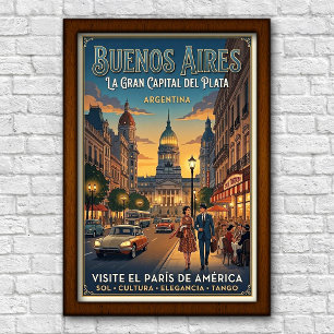 Reizen door het Buenos Aires van de jaren 60 in Ar Poster