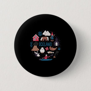 Reizen Europa IJsland Reykjavik Gezondheidsvakanti Ronde Button 5,7 Cm