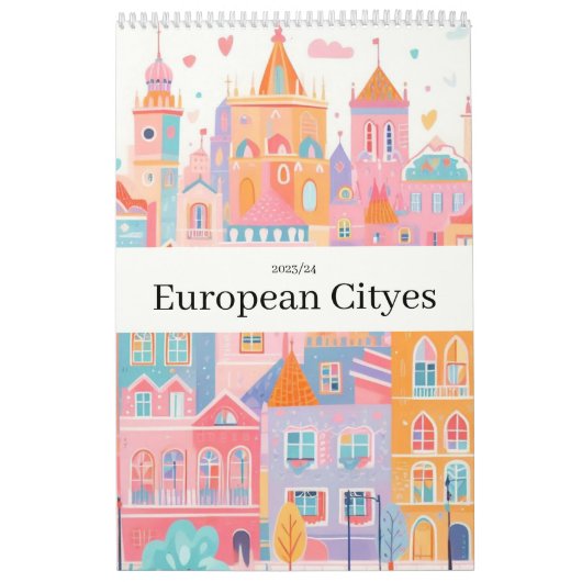 Reizen Europa Roze Girly Kalender (Hoes)