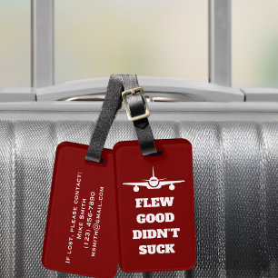 Reizen Grappig “Vloog Goed Zoog Niet” en Vliegtuig Bagagelabel