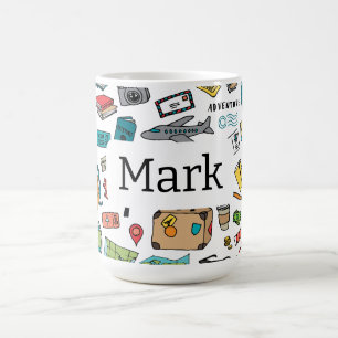 Reizen hart Londen Parijs Vliegtuig Reiziger Koffiemok