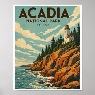 Reizen in Acadia National Park in vintage-stijl Poster