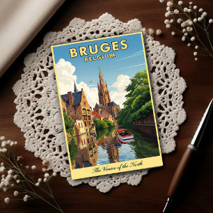 Reizen in het 1960s Brugge, België Nostalgisch Briefkaart