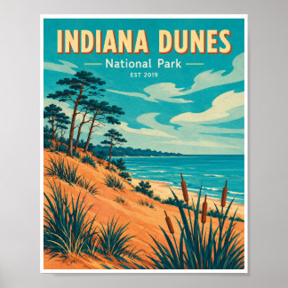 Reizen in het Indiana Dunes National Park in verou Poster