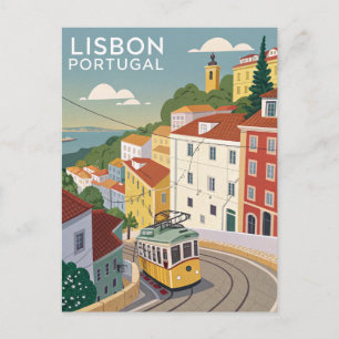 Reizen in Lissabon in oude stijl Briefkaart