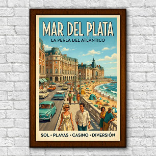 Reizen in Mar del Plata, Argentinië jaren 60 Poster