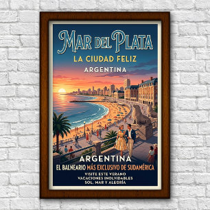 Reizen in Mar del Plata, Argentinië jaren 60 Poster