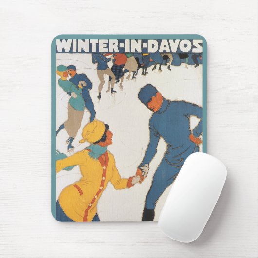 Reizen in oude stijl, Art Deco, Winter Davos Zwits Muismat (Met muis)