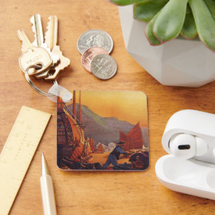 Reizen in Oude Stijl, Vliegtuig Boven Jongschepen  Sleutelhanger