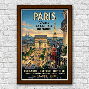 Reizen in Parijs, Frankrijk jaren 60 Poster