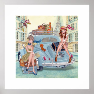 Reizen in Parijs   Illustratiekunst   Poster