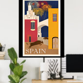 Reizen in Spanje, poster voor oldtimers (Thuiskantoor)