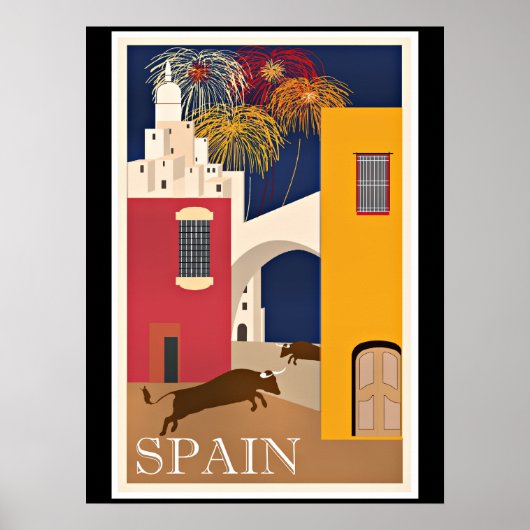 Reizen in Spanje, poster voor oldtimers, (Voorkant)