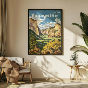 Reizen in Yosemite National Park in Retro Stijl Poster