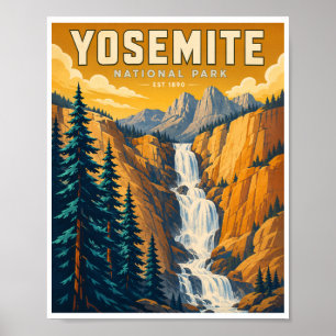 Reizen in Yosemite National Park in vroeger tijden Poster