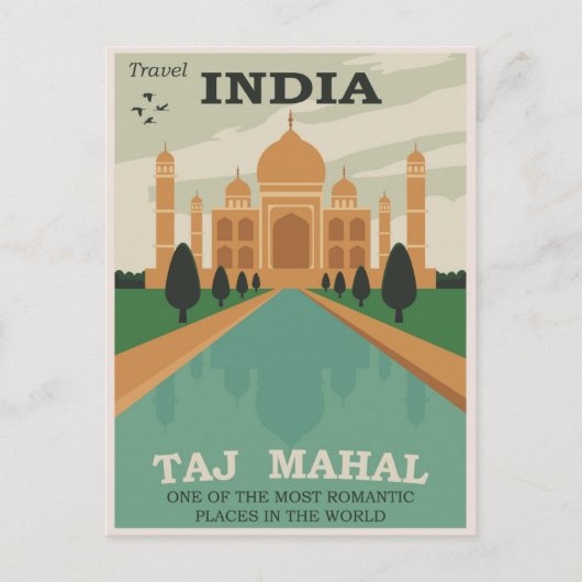 Reizen India Taj Mahal / Retro Briefkaart (Voorkant)