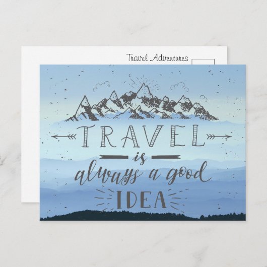 Reizen is altijd een goed idee briefkaart (Voorkant / Achterkant)