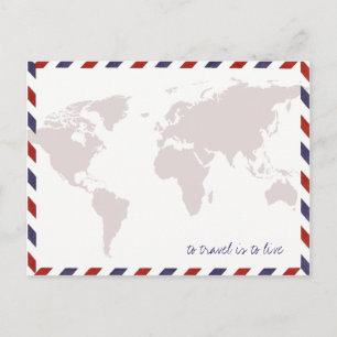 Reizen is leven / wereldkaart briefkaart