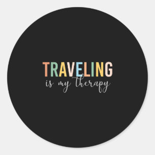 Reizen is mijn therapie ronde sticker