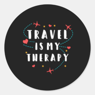 Reizen is mijn therapie World Travel Addict Quote Ronde Sticker
