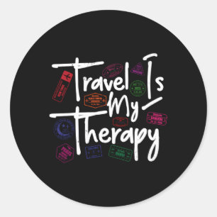 Reizen is mijn Therapy World Traveller Passport st Ronde Sticker