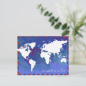 Reizen is wonen / wereldkaart briefkaart (Staand voorkant)