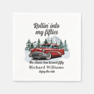 Reizen Klassieke Retro Auto Rol 50ste Verjaardag Servet