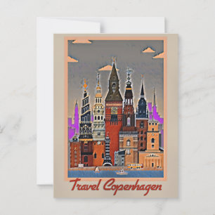 Reizen Kopenhagen, Denemarken Briefkaart