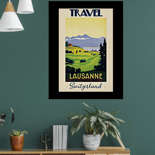 Reizen Lausanne, Zwitserland vintage poster. Poster (Woonkamer 1)