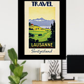Reizen Lausanne, Zwitserland vintage poster. Poster (Thuiskantoor)