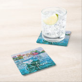 Reizen liefde vierkante kartonnen onderzetter (Insitu)