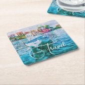 Reizen liefde vierkante kartonnen onderzetter (Schuin)