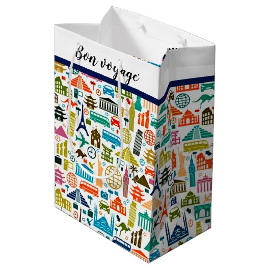 Reizen met een middelgrote cadeautas ter wereld (Achterkant Gekanteld)