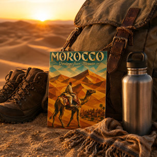 Reizen met kameel door de Sahara-woestijn in Marok Briefkaart