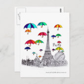 Reizen met paraplu's briefkaart (Voorkant / Achterkant)