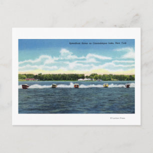 Reizen met snelboot op het meer briefkaart