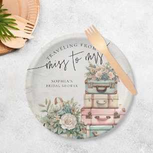 Reizen Miss naar Mrs Floral Vrijgezellenfeest Papieren Bordje